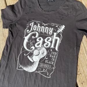 ZUTTER USA JOHNNY CASH, distressed T-shirt, black, women's size M